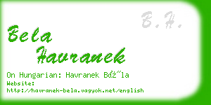 bela havranek business card